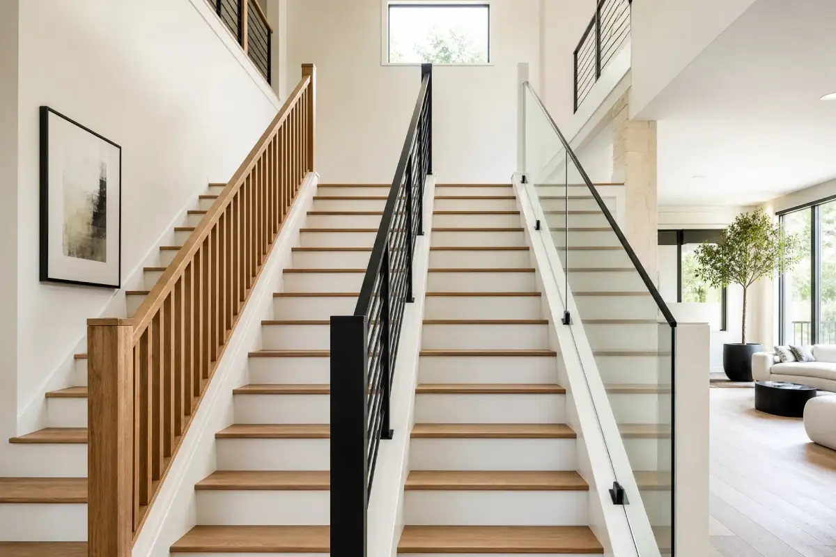 Wood vs Metal vs Glass Stair Railings Comparison