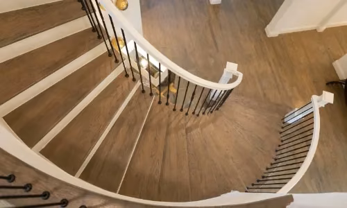 Custom staircase & railing by FJR Stair & Door in a DFW home
