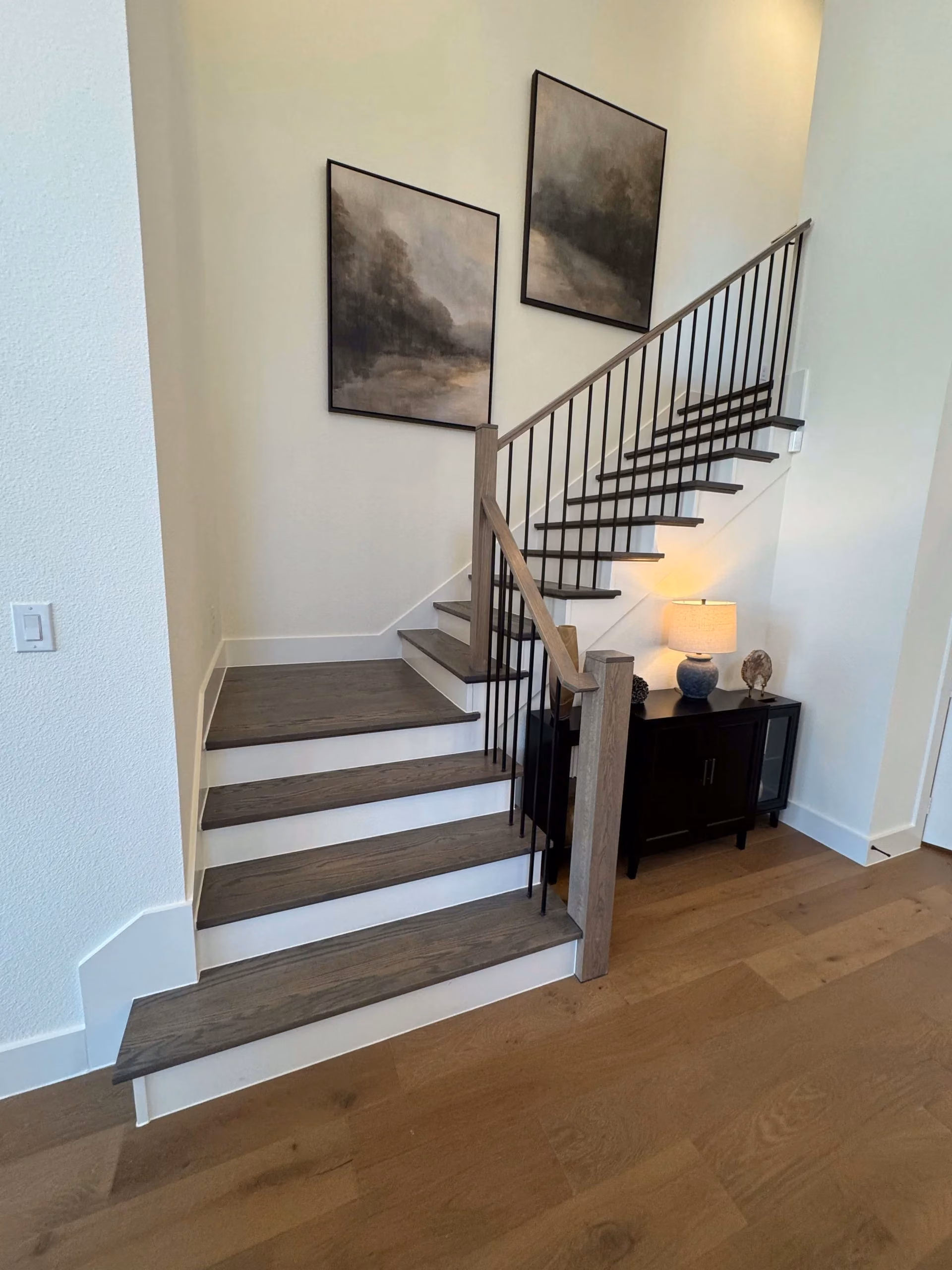Custom staircase & railing by FJR Stair & Door in a DFW home