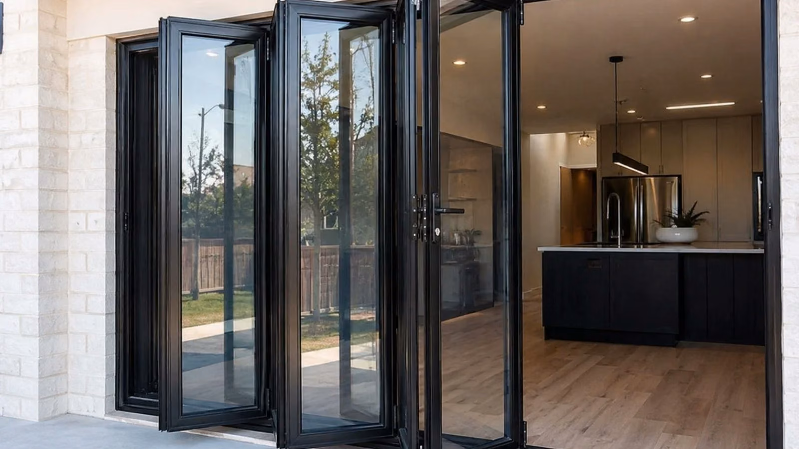 Custom iron bifold entry doors on a Dallas-Fort Worth home