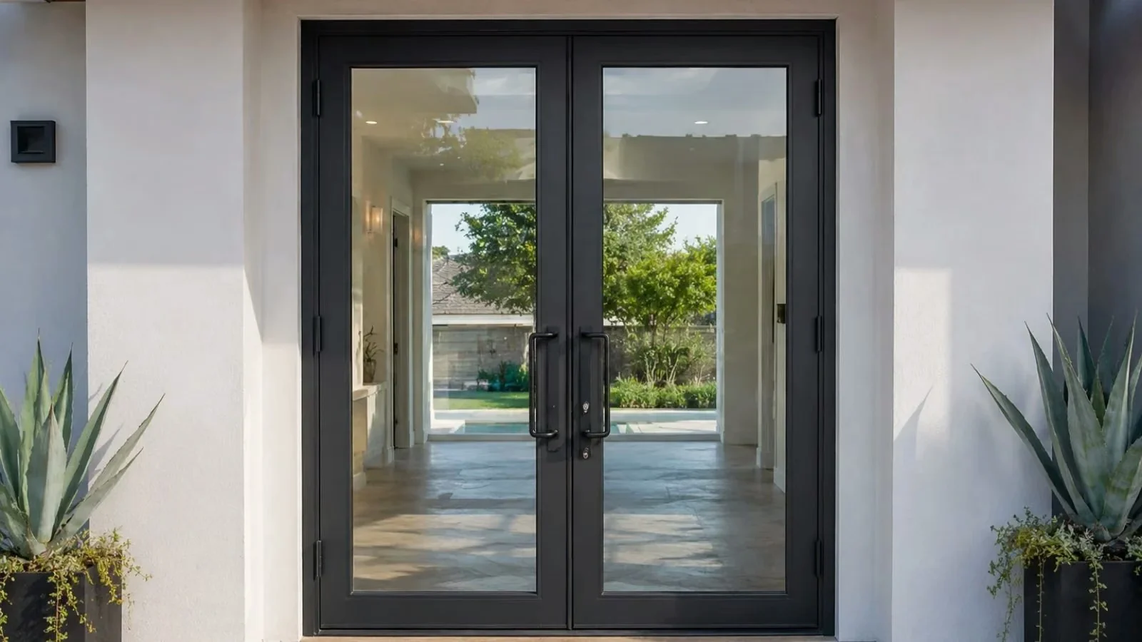 Wrought-iron double doors